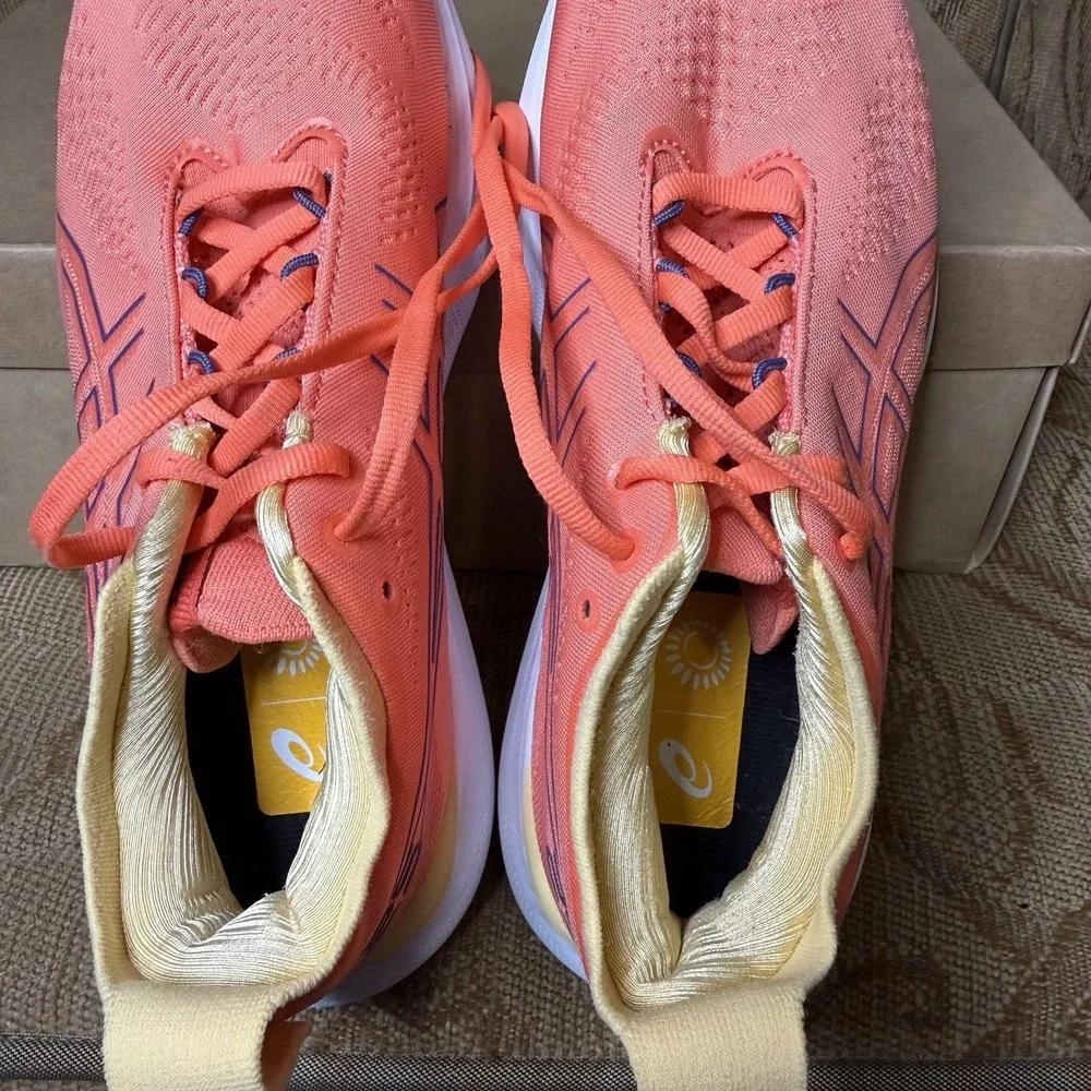 Asics Gel-Nimbus 25 Orange White 10128356 Women's Size 7 Running Shoes